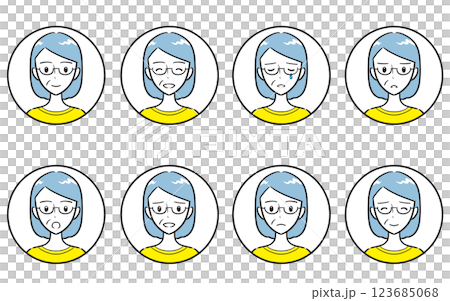 Simple icon set of emotions of seniors and elderly women, including joy, anger, sadness, and various facial expressions Simple icon set of emotions of seniors and elderly women, including joy, anger, sadness, and various facial expressions 123685068