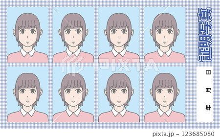 証明写真 女性 テンプレート 123685080