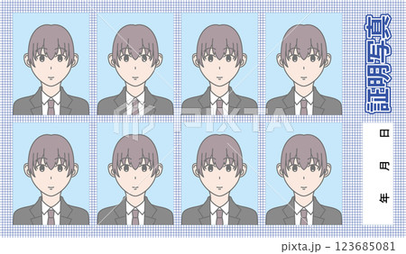 証明写真 男性 テンプレート 123685081