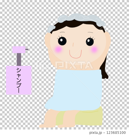 一名婦女在浴室洗頭 一名婦女在浴室洗頭 123685100