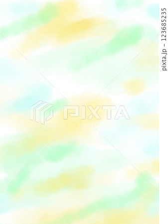 オレンジや黄緑や水色の滲んだ風のような水彩背景イラスト 123685235