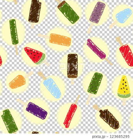 カラフルなアイスキャンディーのシームレスパターン 123685295
