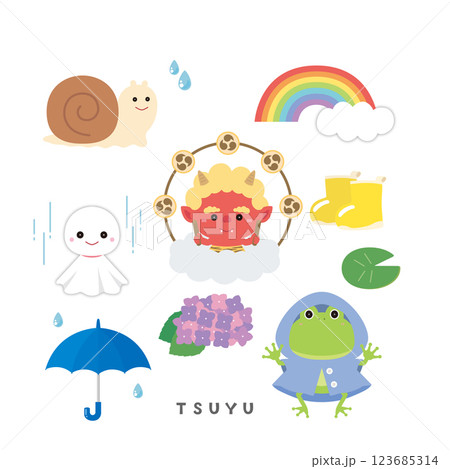 梅雨のイラスト素材セット 123685314