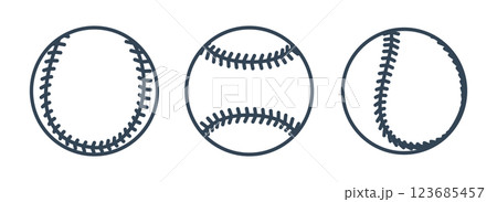 Set of Baseball ball. Outline sport ball baseball. Sport game equipment. Vector illustration 123685457