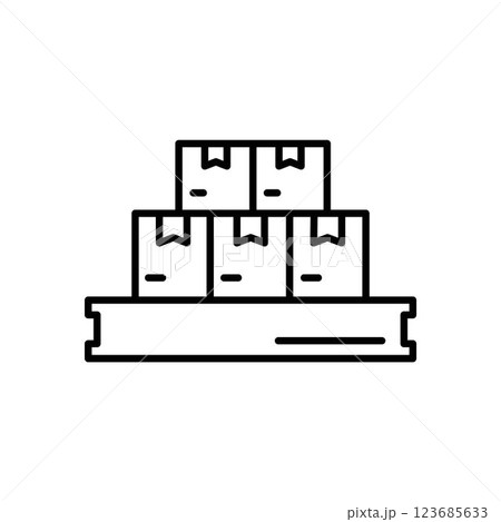 Cardboard boxes pile isolated on white. Carton delivery packaging closed, sealed, cubic, big and small box with fragile signs. Vector illustration in flat style Cardboard boxes pile isolated on white. Carton delivery packaging closed, sealed, cubic, big and small box with fragile signs. Vector illustration in flat style 123685633