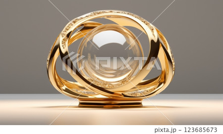 luxury golden orb sculpture with crystal ball luxury golden orb sculpture with crystal ball 123685673