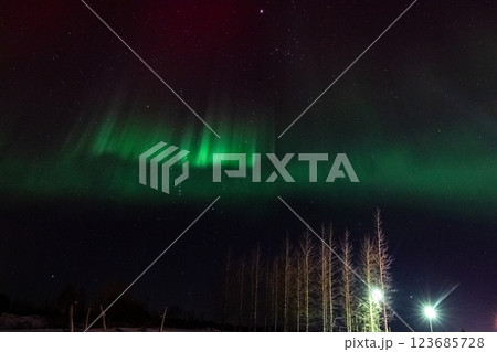 Aurora Borealis over Island Aurora Borealis over Island 123685728