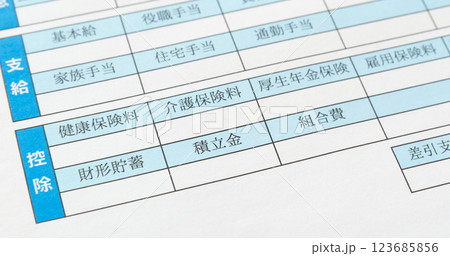 給与明細書の積立金欄　お給料　控除 123685856