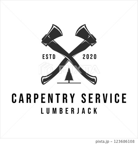 lumberjack logo vintage vector illustration template icon design. carpentry logo for professional carpenter company concept emblem design lumberjack logo vintage vector illustration template icon design. carpentry logo for professional carpenter company concept emblem design 123686108