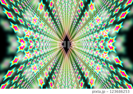 万華鏡模様のカラフルなCG画像 123686253