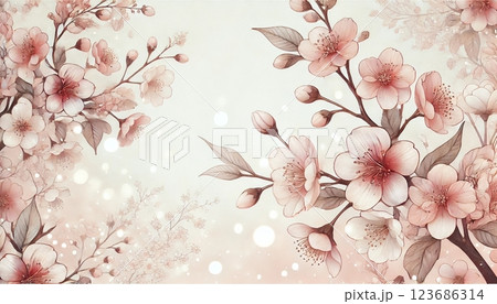 桜ベージュに包まれる穏やかなひととき 123686314