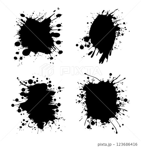 Elements Set of Black Abstract Ink Stain Paint Water Fluid Liquid Splash Background Elements Set of Black Abstract Ink Stain Paint Water Fluid Liquid Splash Background 123686416