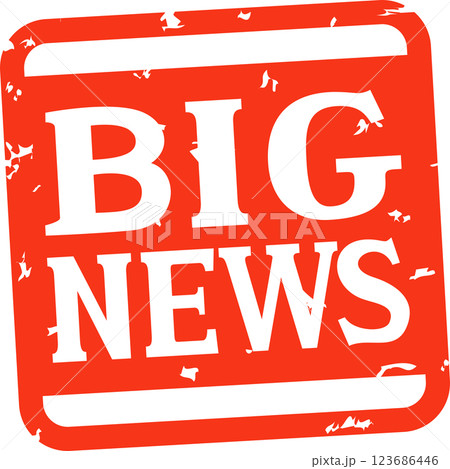 BIG NEWSと書かれた四角いスタンプ BIG NEWSと書かれた四角いスタンプ 123686446