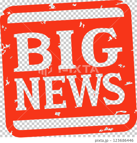 BIG NEWSと書かれた四角いスタンプ BIG NEWSと書かれた四角いスタンプ 123686446