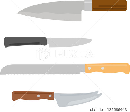 包丁、料理用ナイフのデフォルメイラストセット 123686448