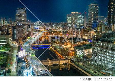大阪夜景　日没後の堂ヶ島のトワイライト 123686527