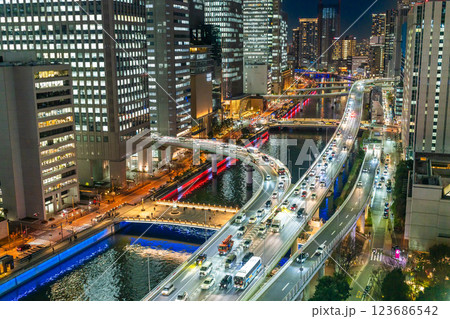 大阪夜景　日没後の堂ヶ島のトワイライト 123686542