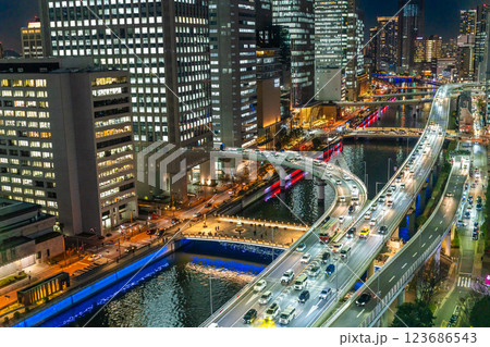大阪夜景　日没後の堂ヶ島のトワイライト 123686543