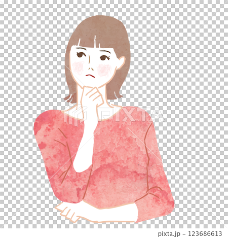 Woman with arms folded, front, watercolor, vector 123686613