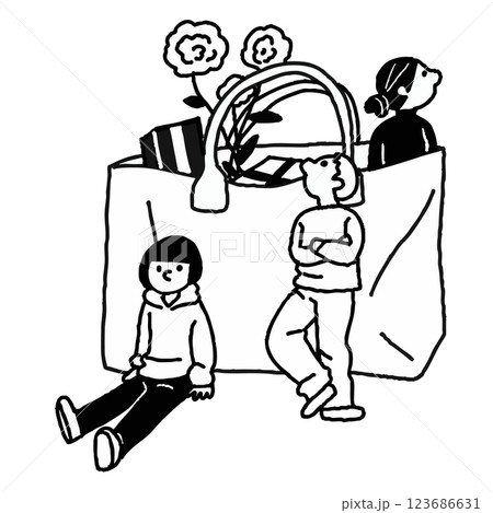 プレゼント　バッグ　モノクロ　ベクター　eps　画像　素材 123686631
