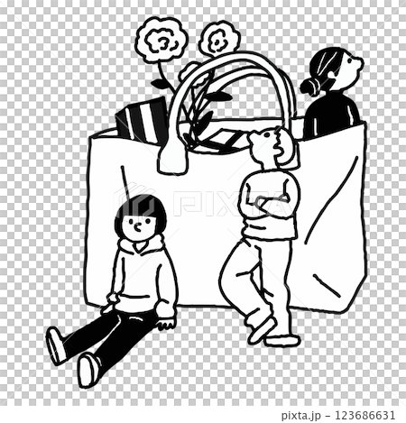 プレゼント　バッグ　モノクロ　ベクター　eps　画像　素材 123686631