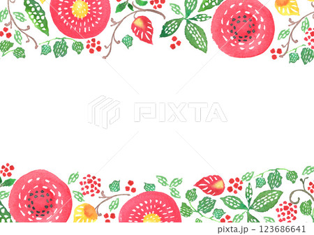 北欧風の花柄のフレームイラスト 北欧風の花柄のフレームイラスト 123686641