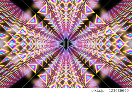 万華鏡模様のカラフルなCG画像 123686699