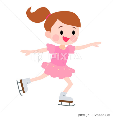 フィギュアスケートをする女の子のイラスト 123686756