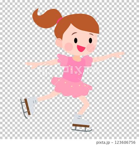 フィギュアスケートをする女の子のイラスト 123686756