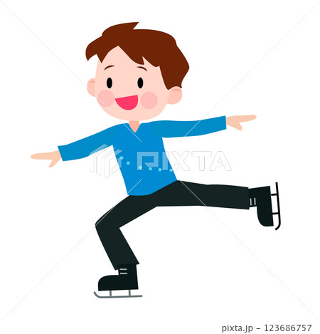 フィギュアスケートをする男の子のイラスト 123686757