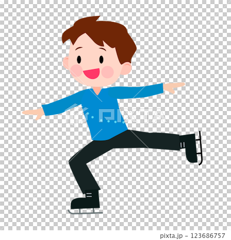 フィギュアスケートをする男の子のイラスト 123686757