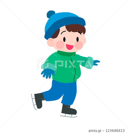 スケートをする男の子のイラスト スケートをする男の子のイラスト 123686813