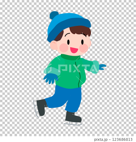 スケートをする男の子のイラスト スケートをする男の子のイラスト 123686813