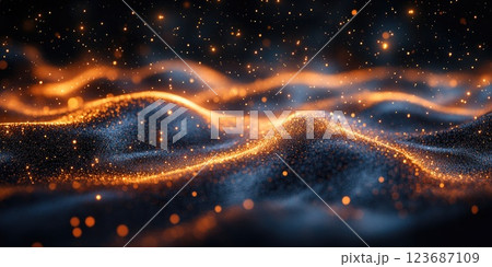 Swirling waves of light and color create a mesmerizing visual experience in a dark setting 123687109