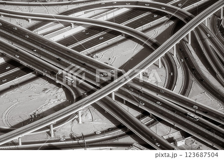 Highway road intersection in Downtown Burj Dubai 123687504