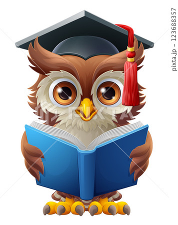 Wise Owl Cartoon Old Professor Reading Book Wise Owl Cartoon Old Professor Reading Book 123688357