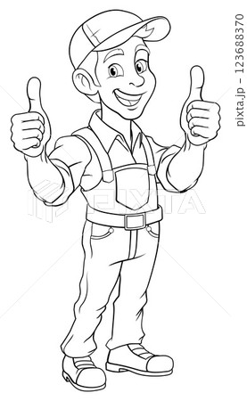 Handyman Mechanic Painter Plumber Cartoon Mascot 123688370