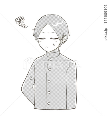 不機嫌そうな男子学生 123689101