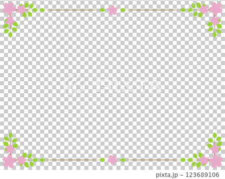 Cherry blossoms / Spring / Cherry blossom viewing / Japanese style / Frame / Frame / Illustration / Material 123689106