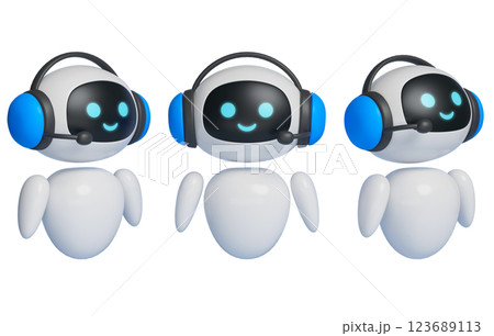 3D graphics of AI robot character wearing a counseling headset 123689113