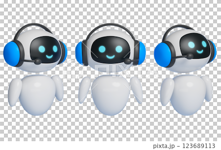 3D graphics of AI robot character wearing a counseling headset 123689113