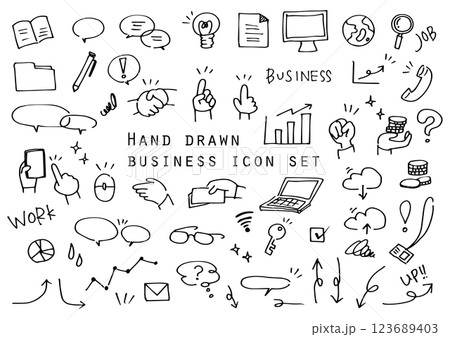 線画のシンプルなビジネスアイコンセット 123689403