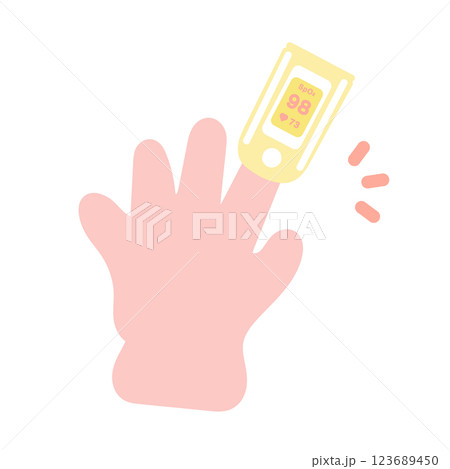 パルスオキシメーター　血中酸素飽和度　手　指　イラスト 123689450