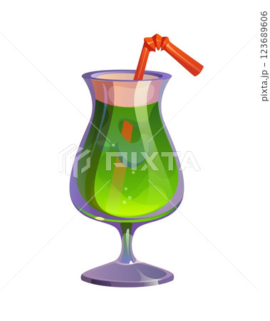St Patrick day holiday festive green cocktail served in a stylish glass with a curved shape and a red straw. Cartoon festive drink for celebrations, symbolizing fun, refreshment, and Irish festivities St Patrick day holiday festive green cocktail served in a stylish glass with a curved shape and a red straw. Cartoon festive drink for celebrations, symbolizing fun, refreshment, and Irish festivities 123689606