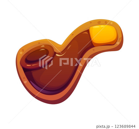 St Patrick day holiday cookie in shape of tobacco pipe with chocolate icing and golden accent on the tip. Cartoon vector sweet candy food as traditional Irish smoking leprechaun pipe, festive treat St Patrick day holiday cookie in shape of tobacco pipe with chocolate icing and golden accent on the tip. Cartoon vector sweet candy food as traditional Irish smoking leprechaun pipe, festive treat 123689844