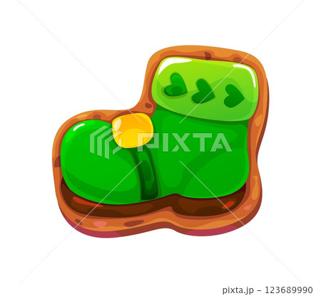 St Patrick day sweet holiday cookie dessert shaped like a green leprechaun boot. Cartoon vector delicious cookie shoe decorated with golden buckle. Festive treat for celebrating Irish tradition St Patrick day sweet holiday cookie dessert shaped like a green leprechaun boot. Cartoon vector delicious cookie shoe decorated with golden buckle. Festive treat for celebrating Irish tradition 123689990