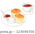 スコーンと紅茶のイラスト 123690356
