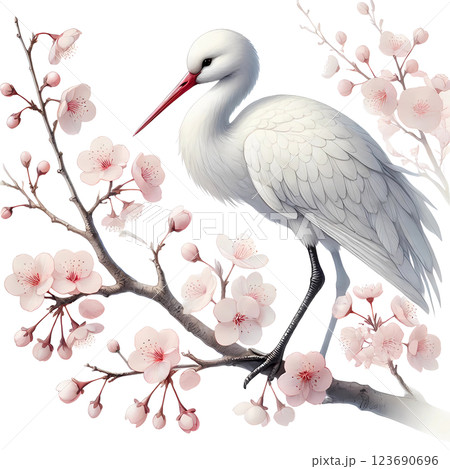 cherry blossom Chinese Lunar new Year with crane  123690696