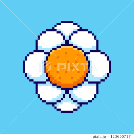 Pixel art Daisy Flower game asset design 123690717