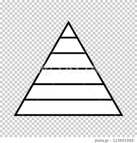 階層別に区切られた三角形チャート。レベルやステージを表すピラミッド型のグラフ。 123691088